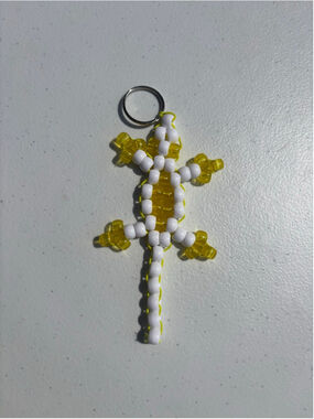 Lizard Pony Bead Keychain One Size Yellow White